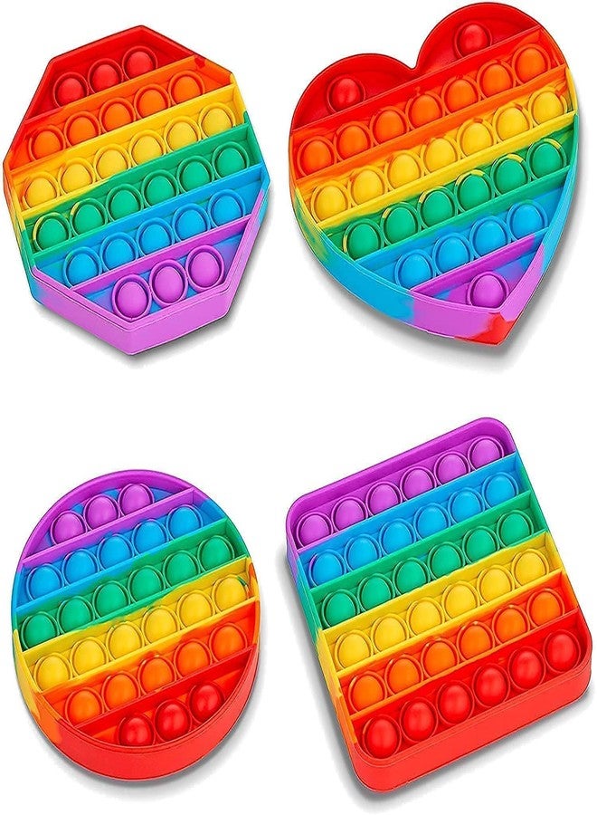 Plenteous Pop It Toys,Push Pop Bubble Fidget Sensory Toy,Autism Special Needs Silicone Stress Relief Toy, Novelty Gifts for Girls Boys Kids Adults (Square and Round Rainbow) (1) - Image 2